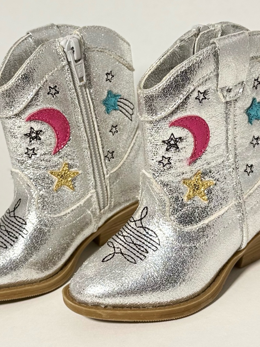 Tucker + Tate Silver Metallic Celestial Cowgirl Boots